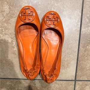 Tory Burch Orange Leather Flats